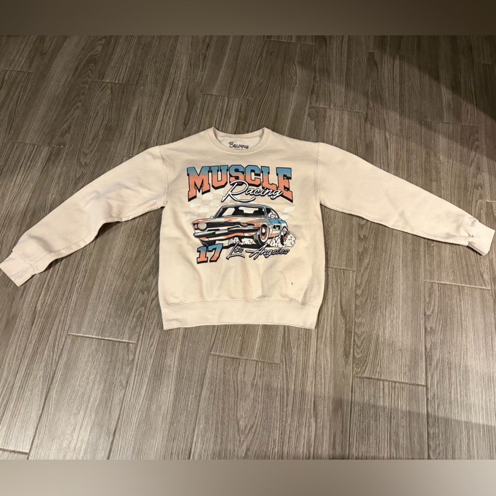 Kids Cream Muscle Racing Sweatshirt